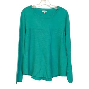 Croft & Barrow Teal Ribbed Round Neck Knit Sweater